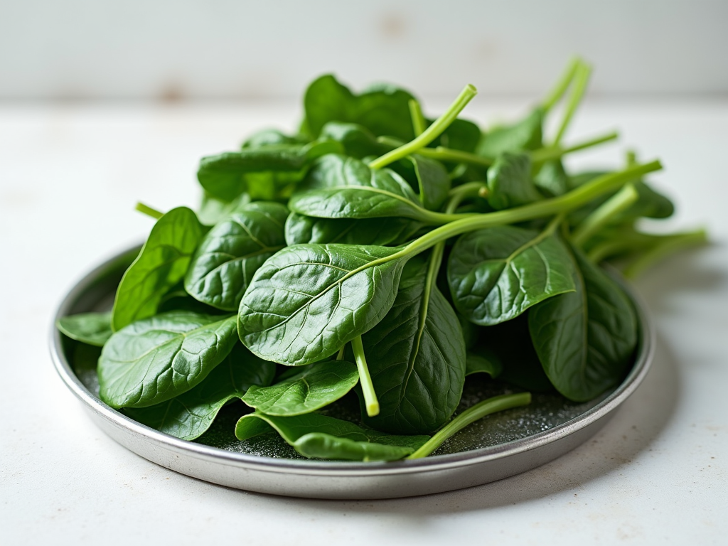 Fresh raw spinach leaves